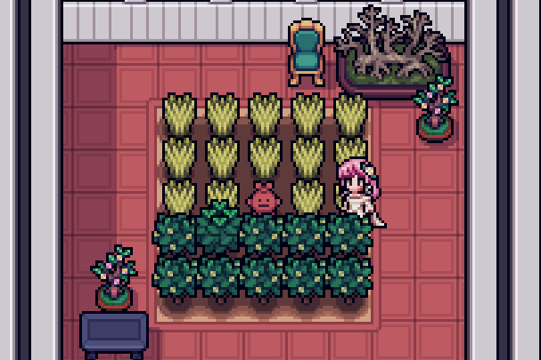 water sprite statue in greenhouse